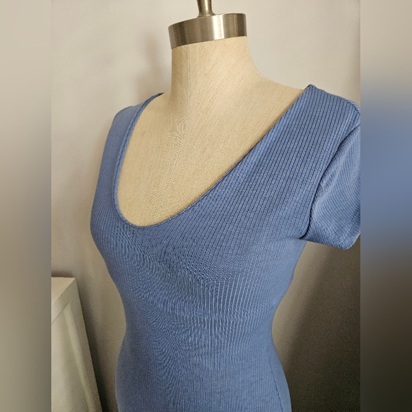 SEE YOU MONDAY Periwinkle Blue Ribbed Maxi Dress | SZ M - Picture 4 of 6